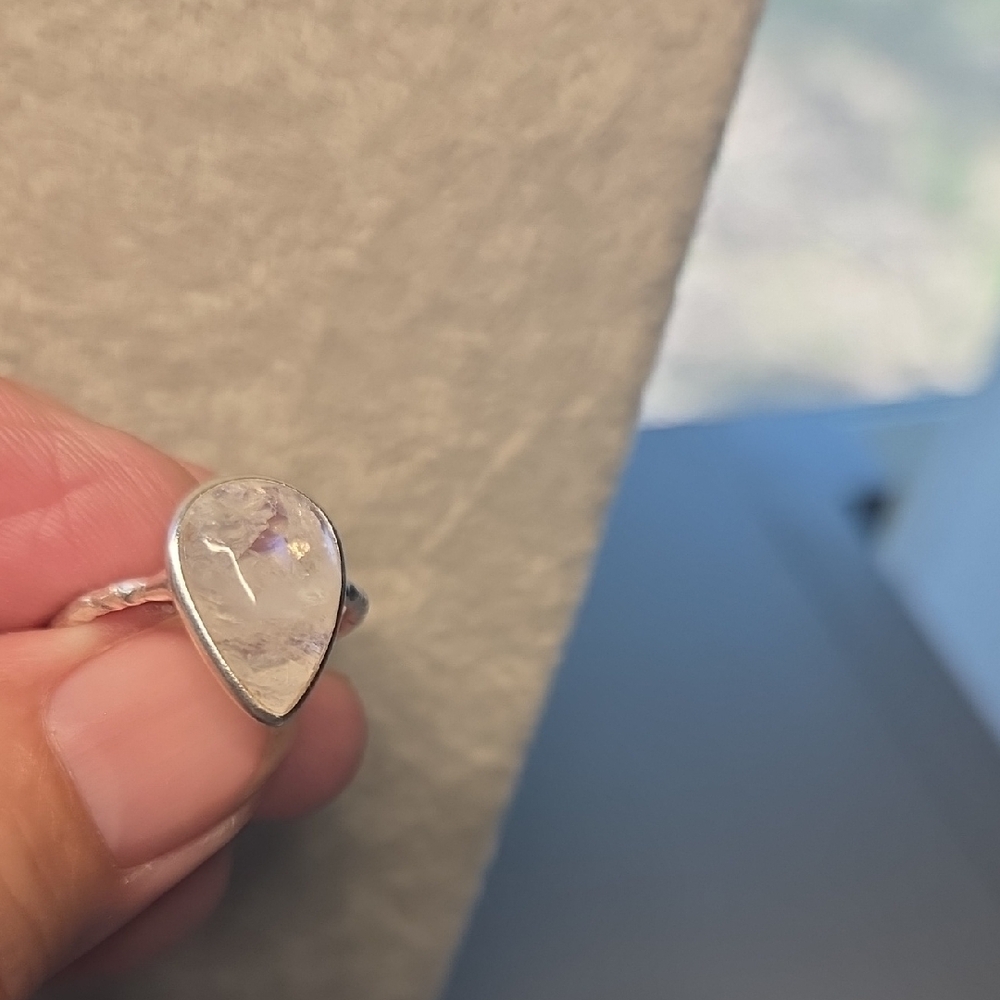 Timeless Silver Moonstone Ring Delicate Band - image 2